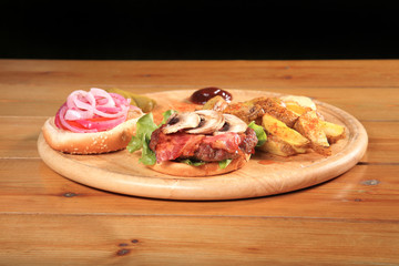 bacon burger on a plate