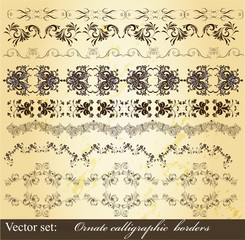 Calligraphic vintage borders set
