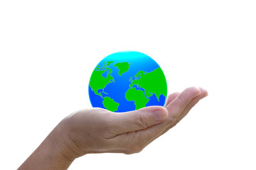 abstract globe in the hand, protect our world, save the earth