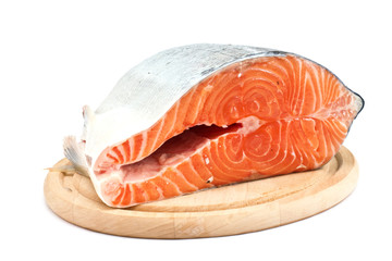 Raw salmon isolated on white background