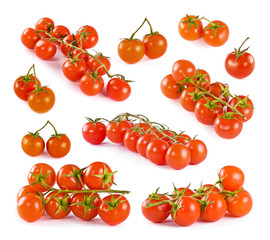 set of tomatoes on a white background