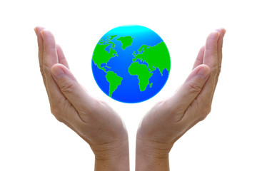 abstract globe in the hand, protect our world, save the earth