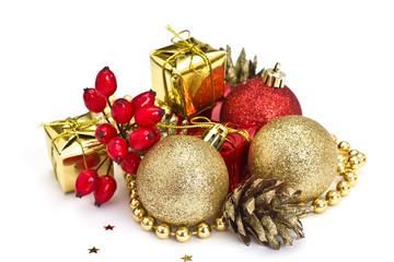 Decorative christmas composition isolated on white