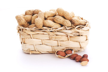 raw peanuts in basket