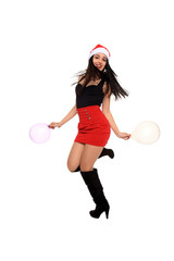 girl with santa claus hat