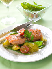 grilled salmon with vegetable