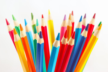Color pencils for creativity on a white background