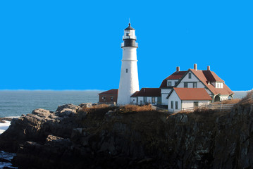 Fototapeta na wymiar Portland Head Lighthouse, Cape Elizabeth, Maine USA