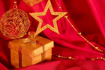 Golden christmas decoration and gift