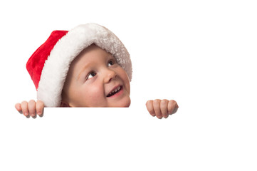 Weihnachten Junge mit Schild