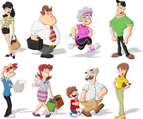 Group of cute happy cartoon people