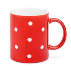 Red polka dot mug isolated on white with clipping path
