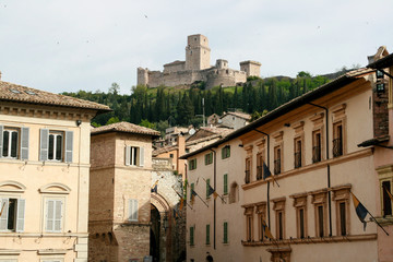 Square under the castle (Assisi, Italy)