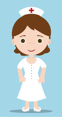 nurse character with blue background