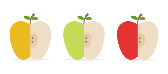 set of three sliced apples for decor