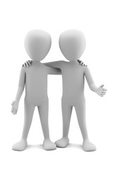 3d small people friends. 3d image. On a white background