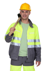 Worker with a sledgehammer