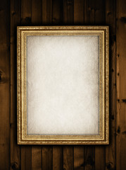 Picture frame on plank background