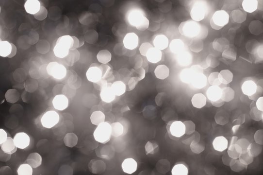 Silver glitters blurred background