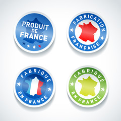 Set of Made in France stickers. Vector.