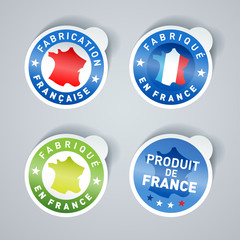 Set of Made in France stickers. Vector.