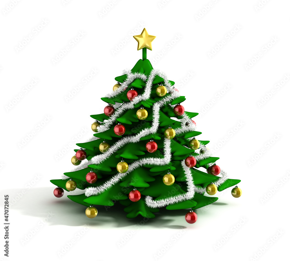 Wall mural christmas tree 3d illustration