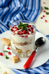 Cottage cheese dessert with biscuits and grenades,