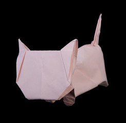 Fototapeta na wymiar Pink cat origami