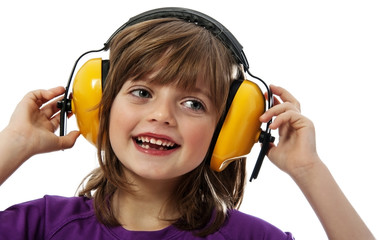 little girl with receiver