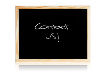 Clean black board with contact us concept