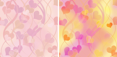set of seamless patterns with hearts