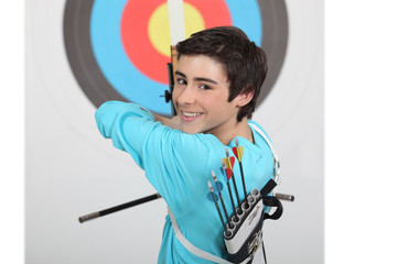 A kid shouting arrows.
