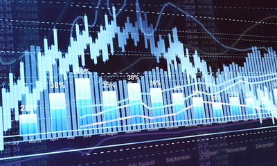 Business statistics and analytics, glowing sheet beznes statisti