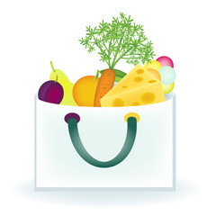 Bag with different food items