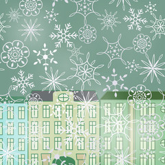 City street and snow fall