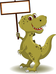 dinosaur with blank sign