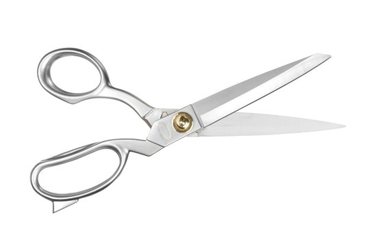 Vintage Metal Scissors On Isolated Stock Photo - Download Image