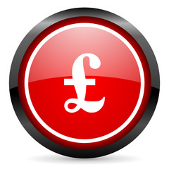 pound round red glossy icon on white background