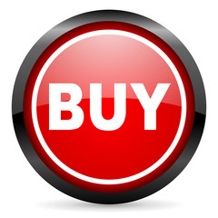 buy round red glossy icon on white background