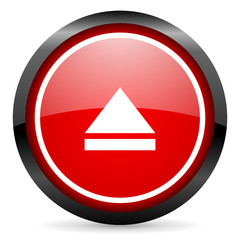 eject round red glossy icon on white background