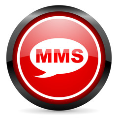 mms round red glossy icon on white background