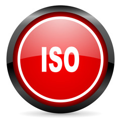 iso round red glossy icon on white background
