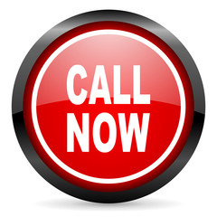 call now round red glossy icon on white background