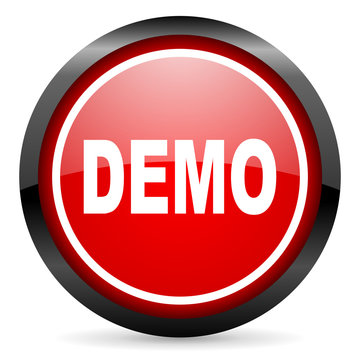 demo round red glossy icon on white background