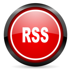 rss round red glossy icon on white background