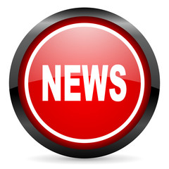 news round red glossy icon on white background
