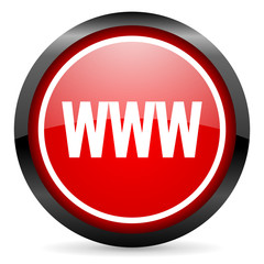 www round red glossy icon on white background