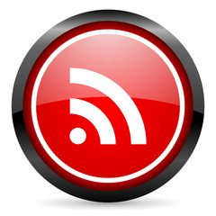 rss round red glossy icon on white background