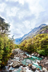 Obraz premium Floating river in the mountain valley