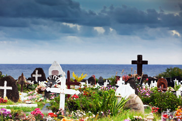 Graveyard in Hanga Roa, Easter Island